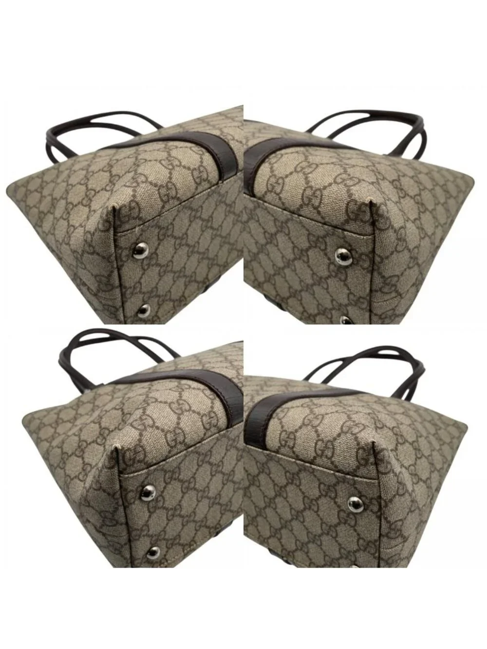 Gucci Tote Handle GG Supreme Leather Gray Judah Brown Silver Classic Simple